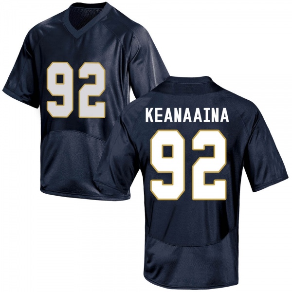 Aidan Keanaaina Notre Dame Fighting Irish NCAA Men's #92 Navy Blue Replica College Stitched Football Jersey WGJ3855TU